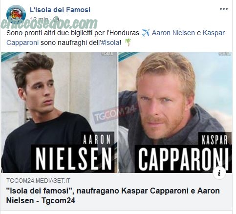 “ISOLA DEI FAMOSI 14” - Aaron Nielsen e Kaspar Capparoni ufficialmente nel cast dei naufraghi..
