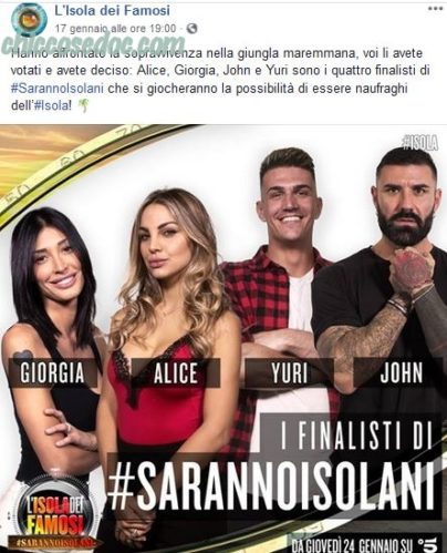 “ISOLA DEI FAMOSI 14” - I 4 finalisti di "Saranno Isolani" in lizza per un posto da concorrente..