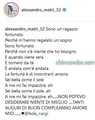 Gli auguri di Alessandro Matri per il compleanno della compagna in dolce attesa, Federica Nargi..