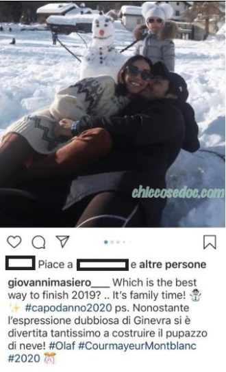 Il "Capodanno" di Francesca Rocco e Giovanni Masiero, con la figlia Ginevra, a Courmayeur..