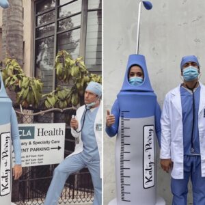 <b>"HALLOWEEN 2021" - Katy Perry ed Orlando Bloom come medici chiamati a vaccinare..  Fonte: Instagram</b>