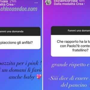 <b>“GRANDE FRATELLO VIP 4” - L'influencer, e quasi mamma "bis", Clizia Incorvaia, nel rispondere alle domande dei followers.. sulle possibili (vicine?) nozze con il compagno, e quasi papà, Paolo Ciavarro.. E le novità annunciate per il suo store online..  Fonte: Instagram Stories</b>